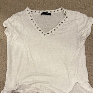 Generation Love White V-Neck grommeted Tee